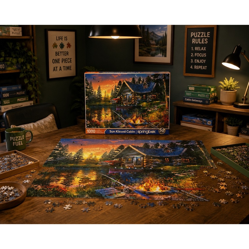 Brand New Springbok 1,000 Pieces Sun Kissed Cabin Scenic Nature